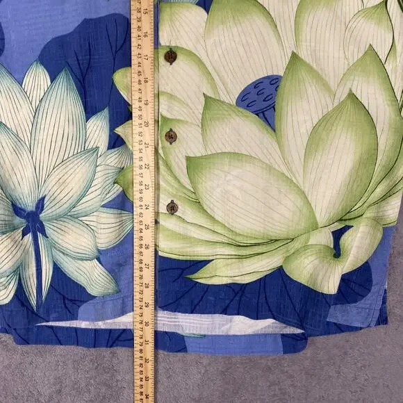 Tommy Bahama Hawaiian Shirt Men L Green Blue Floral 100% Silk Resort Vacation - Picture 16 of 16